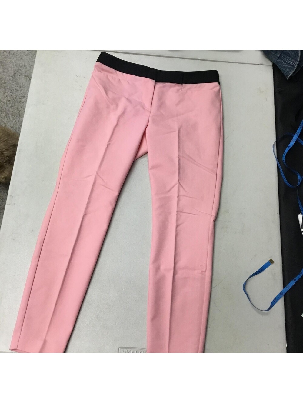 [414] Papaya Pants W. M Pink Twill Dress Slim Fit Tapered Elastic Waist Stretch